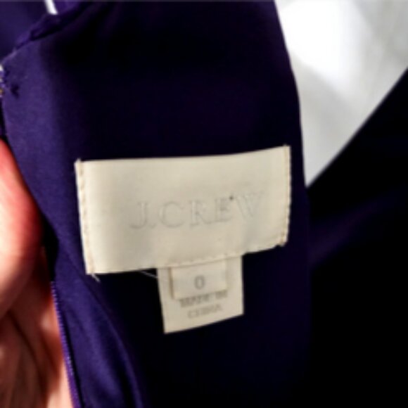 J Crew Purple Heidi Silk Chiffon Cross Front Bodice Fit* Flare Dress Size 0 NWOT - Picture 4 of 9